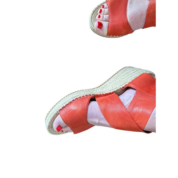 Eileen Fisher - Willow Tumbled Leather Espadrille- Red Poppy - Sz 11 - Picture 3 of 7